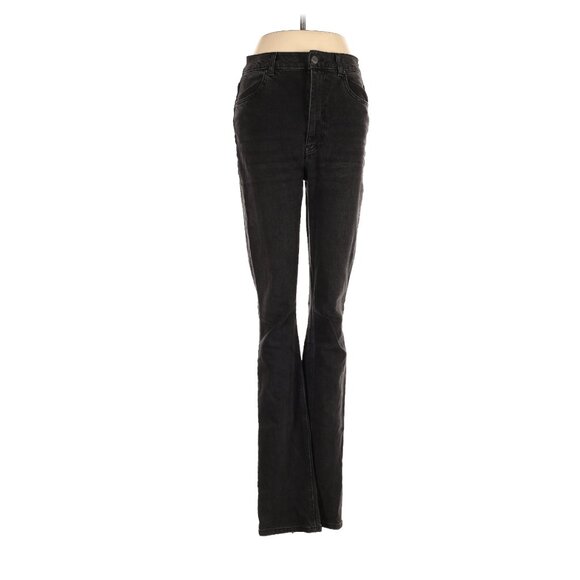 Black Reformation Jeans with Zip Back Flare Size 27 Black Dark Wash - Picture 1 of 4